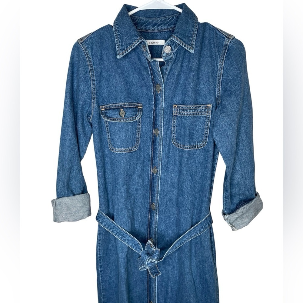 GRLFRND Sessile Denim Midi Dress in Gen X With Belt Women’s Size Small - Picture 4 of 11